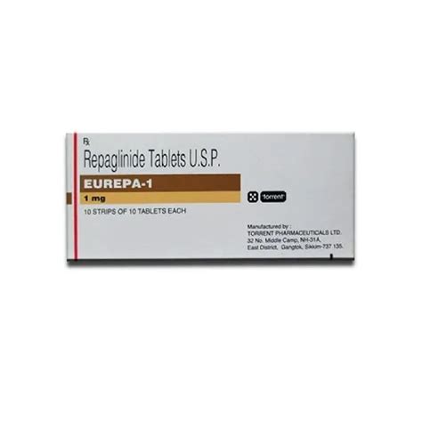 Eurepa 1mg Tab Repaglinide 1mg Packaging Size 15 Tablets In 1