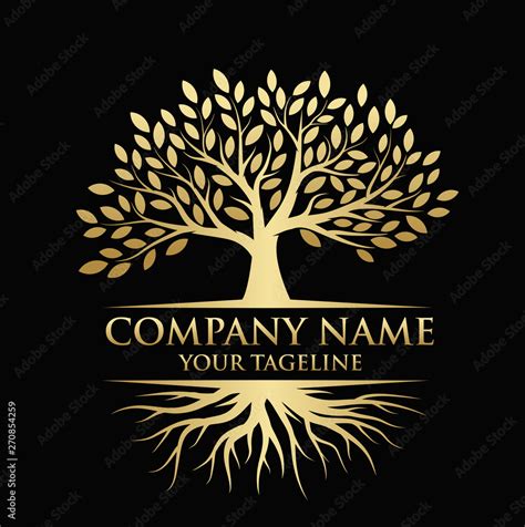 Abstract Tree Logo Design With Roots Tree Of Life Logo Design