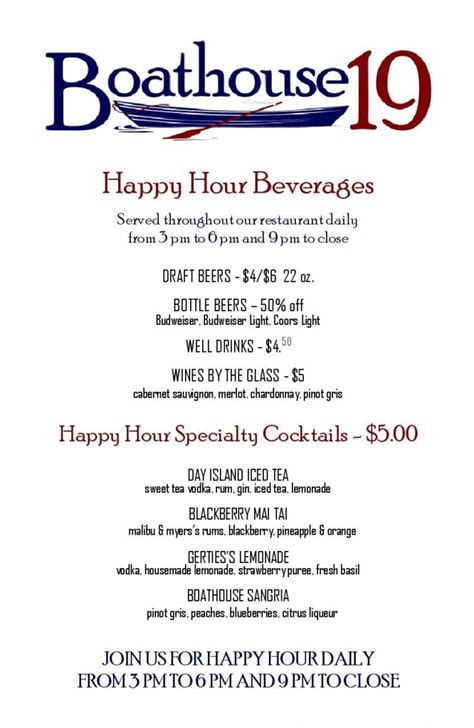 Happy Hour Menu 2014 - Boathouse 19