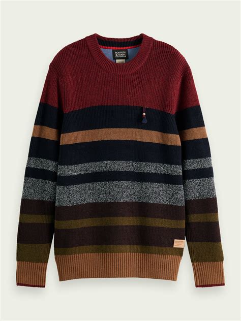 Scotch And Soda Striped Relaxed Rib Knit Sweater In Combo A Scotch