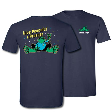 Peace Frogs Adult Live Peaceful And Prosper Frog Short Sleeve T Shirt