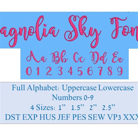 Magnolia Sky Embroidery Font Etsy