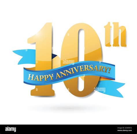 10th Anniversary Ribbon Sign Illustration Design Over A White