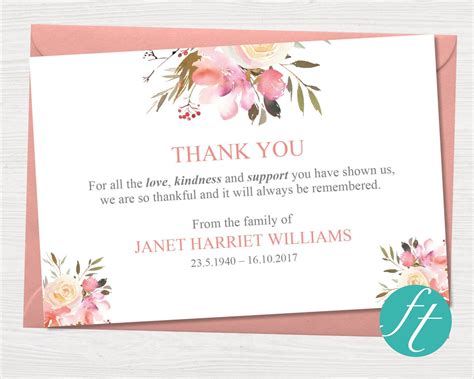 Funeral Thank You Card | Spring Flowers – Funeral Templates