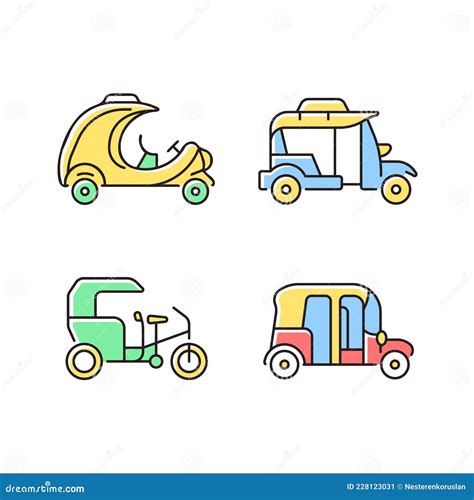 Transporting Passengers Business RGB Color Icons Set Stock Vector