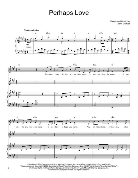 Perhaps Love By John Denver And Placido Domingo Sheet Music For Vocal Duet At Sheet Music Direct