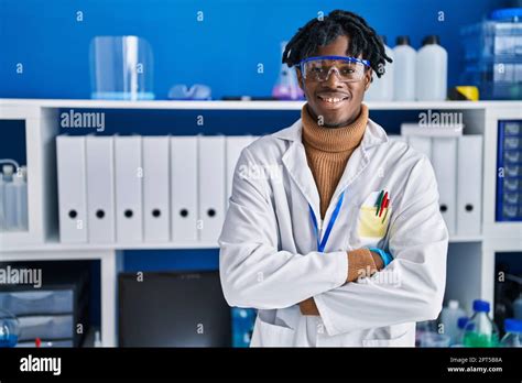 African American Man Scientist Standing With Arms Crossed Gesture At