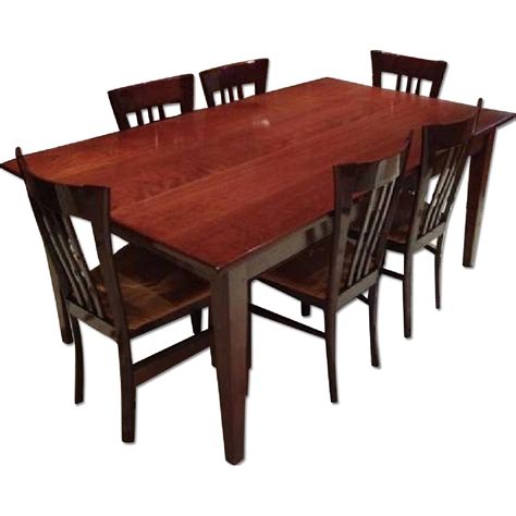 Cherry Wood Dining Table w/ 6 Chairs - AptDeco