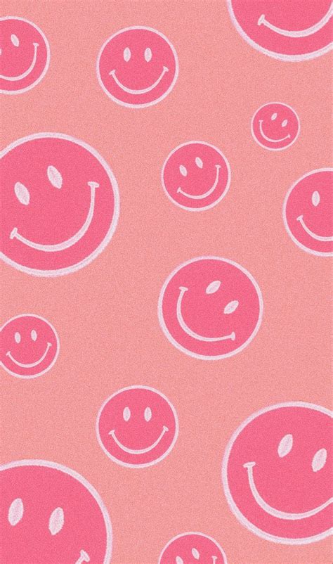 🦩pink Smiley Face Grain Preppy Wallpaper🦩 In 2022 Preppy Wallpaper