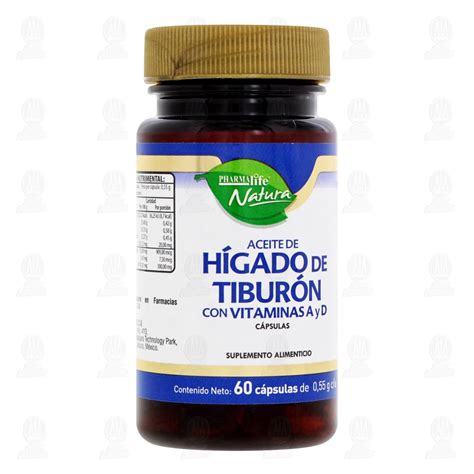 Aceite de Hígado de Tiburón 0 55 gr 60 Cápsulas Pharmalife Natura