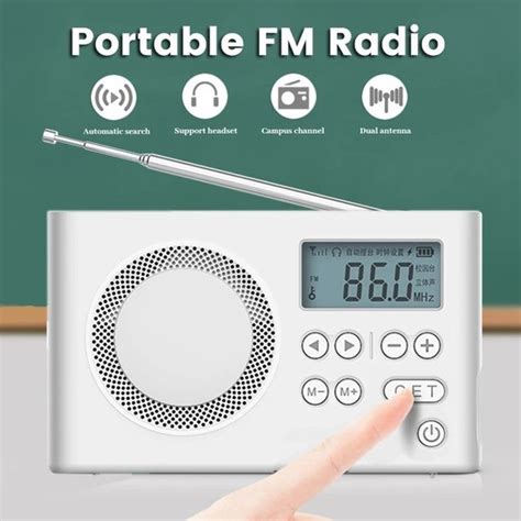 Ganbao Beyaz Taşınabilir Fm Radyo Mini Hoparlör LED Ekranlı 3 5mm