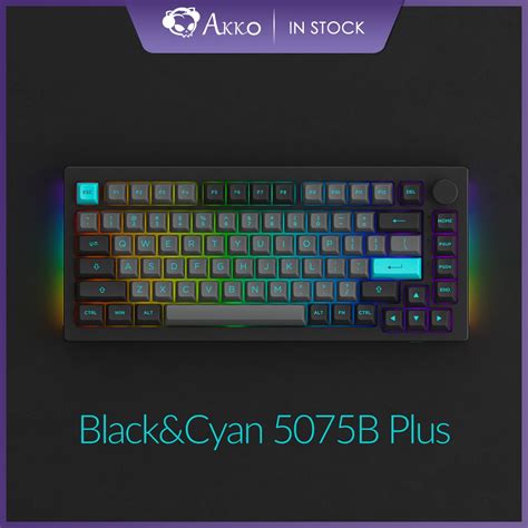 Akko Black Cyanblue On White 5075b Plus Rgb Led Mechanical Keyboard 82