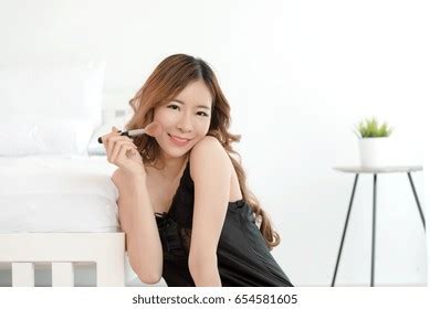 Sexy Asian Slim Woman Posing Bed Stock Photo Shutterstock