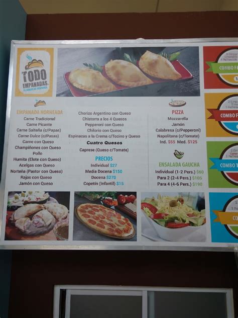 Menu At Todo Empanadas Restaurant Leon Blvd La Luz Local