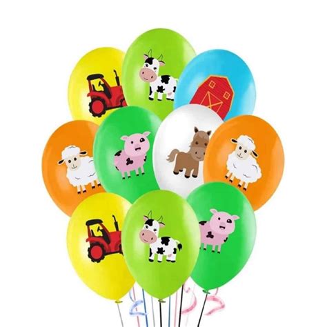 Farm Animal Latex Balloons - 10 Piece - Pretty Party Shop