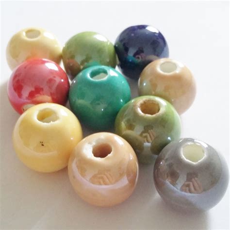 4pcs Mixed Colour Polished Ceramic Beads 16 19mm B22914 Etsy Ceramic Beads Big Hole Bead