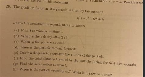 Solved 26 The Position Function Of A Particle Is Given By