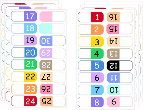 1 To 30 Number Index Labels Multicolor Alphabet Tabs A Z Tab Dividers