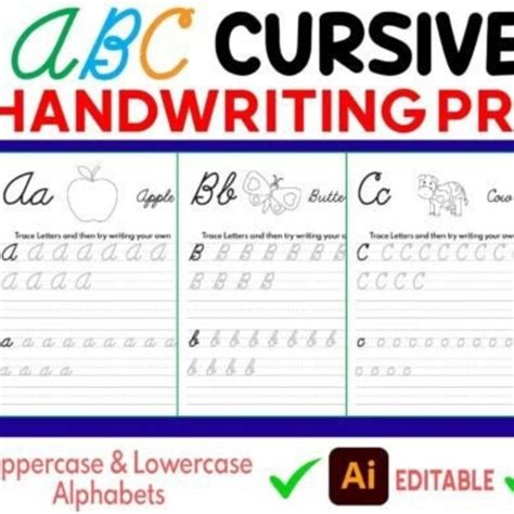 54 Pages Abc Cursive Handwriting Practice Book for Children - Etsy