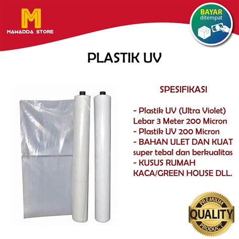 Jual Plastik Uv Lebar 3 Meter 200 Micron Panjang 1 Meter Shopee Indonesia