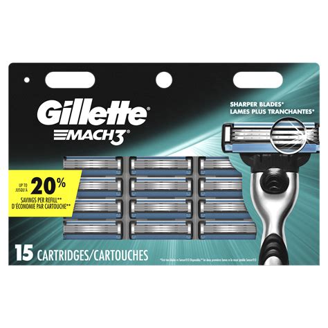 Gillette Mach3 Turbo Mens Razor Blade Refills 15 Ct