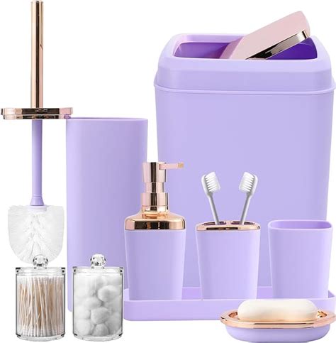 9 Piece Purple Bathroom Accessories Set Purple Bathroom Accessories Sets Complete