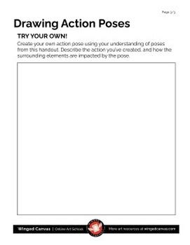 Drawing Action Poses Handout Worksheet By Winged Canvas TPT