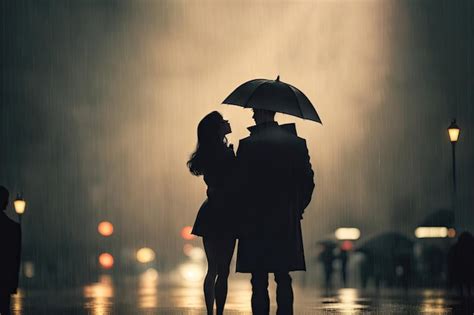 Couple Kissing Silhouette Umbrella Clip Art