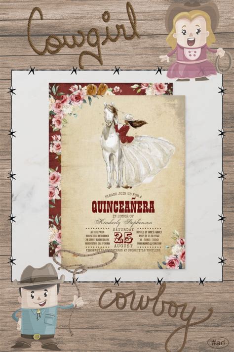 Burgundy Western Quincea Era Th Birthday Invitation Zazzle Th