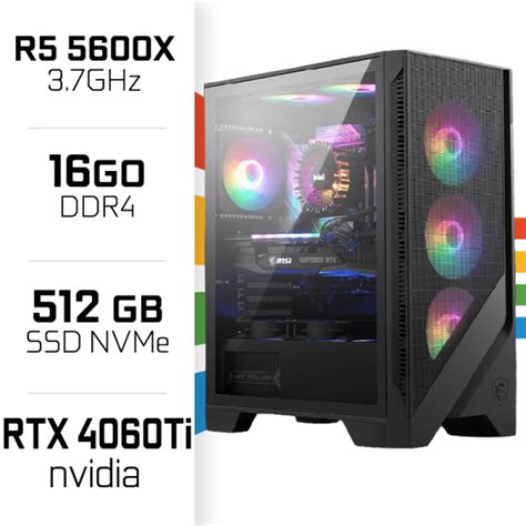 PC Gamer UltraPC Ryzen 5 5600X 16GB 512GB SSD RTX4060Ti