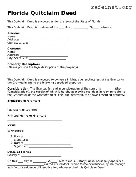 florida quitclaim deed  template safeinet