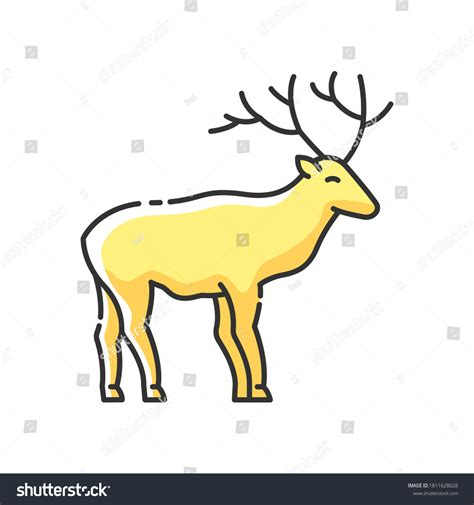 Deer Rgb Color Icon Hoofed Ruminant Mammal Royalty Free Stock