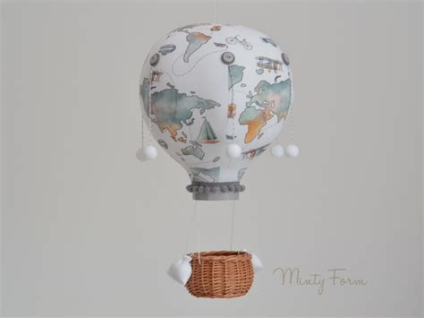 Hot Air Balloon Mobile Travel Theme Nursery Custom Mobile Addition To Cloud Baby Mobile
