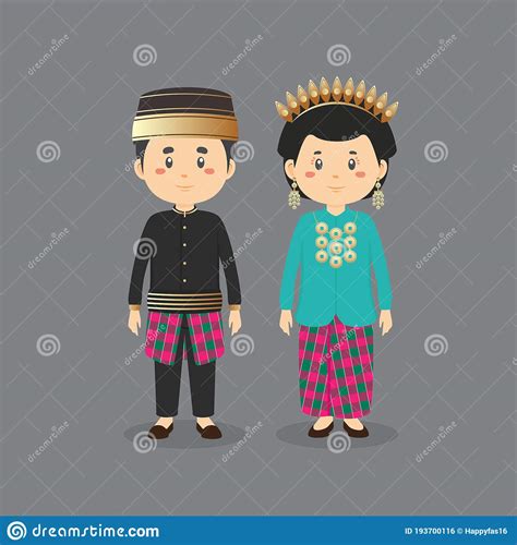 Personaje De Pareja Con Traje Tradicional Sulawesi Del Sur Ilustración