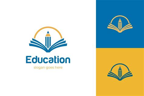 Education Logo Icon Design With Pencil And Book Design Illustration