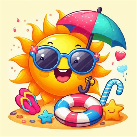 Premium Vector | Happy sun emoji with umbrella in a hand 3d vector ...