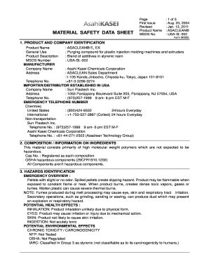 Fillable Online Material Safety Data Sheet Msds No Form E Product