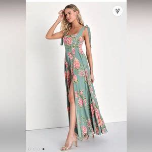 Lulus Dresses Lulus Sage Green Floral Dress Poshmark