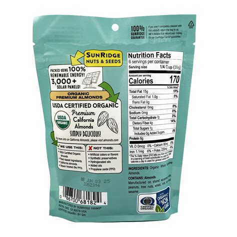 Organic Premium Almonds - SunRidge Farms