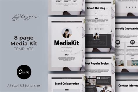 Blogger Media Kit Canva Template Resume Templates ~ Creative Market