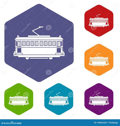 Tram Icons Vector Hexahedron Stock Vector Illustration Of Horned