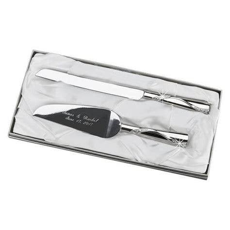 Wedding Cake Server And Knife Set With Nouveau Style Handles Silver