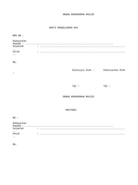 Kwitansi Pengeluaran Kas Masjid Pdf