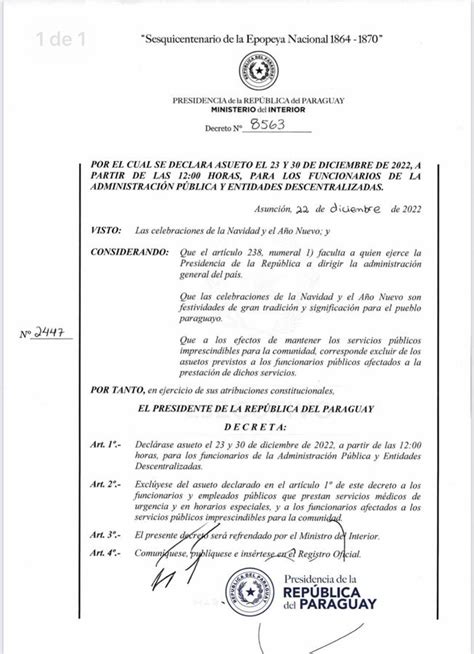 Ejecutivo Decreta Asueto El 23 Y 30 De Diciembre Para Funcionarios