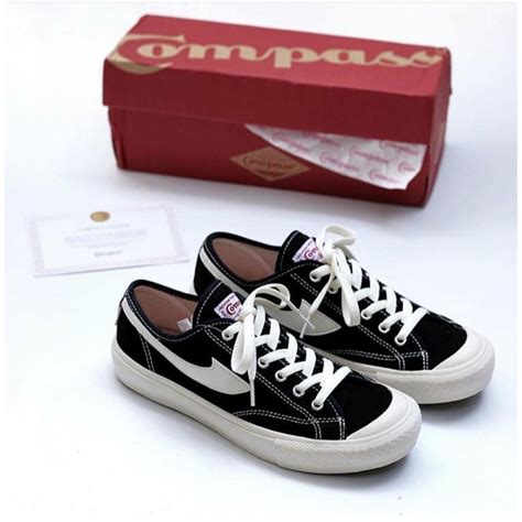 Jual Compass Gazelle Low Black White Shopee Indonesia