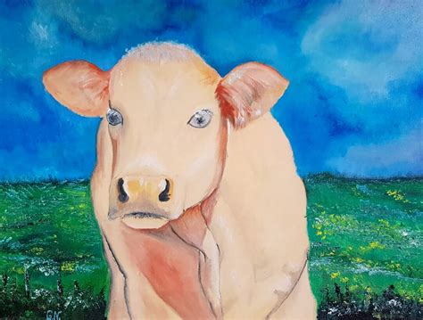 Cow Oil Painting Original Oil Painting Of A Cow Cattle Painting