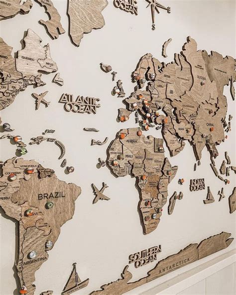 Wood World Map Puzzle Wall Art Rustic Decor Th Anniversary Gift Ideas