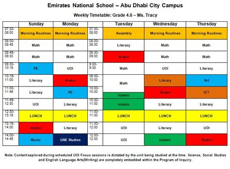 Timetable - Grade 4 @ ENS ADC