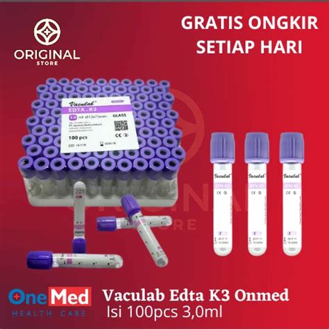 Jual Tabung Darah Vaculab K Edta Ml Glass Onemed Isi Shopee