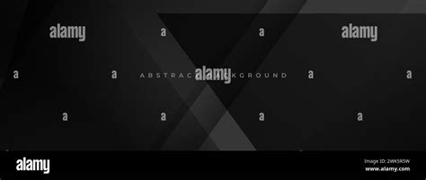 Dark Gray Modern Abstract Wide Banner With Lines And Geometric Shapes